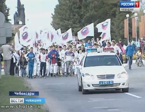 Спортсмены Чувашии отметили День Победы эстафетным пробегом