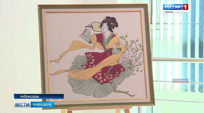 В японском стиле: в Национальной библиотеке открылась выставка работ вышивальщицы  Акулины Назаровой