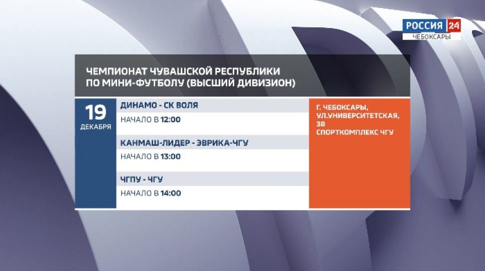 Афиша спортивных мероприятий в Чувашии на 19-20 декабря