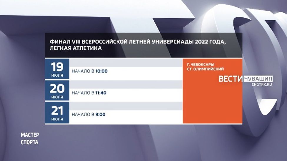 Афиша спортивных мероприятий в Чувашии с 16 по 21 июля