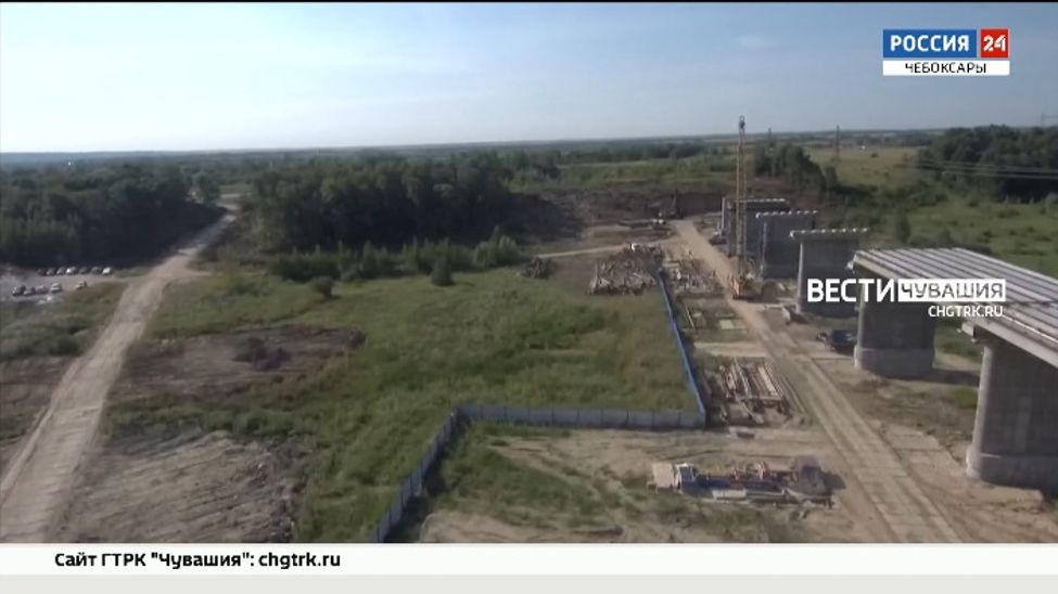 В Чувашии установили 13 опор Сурского моста