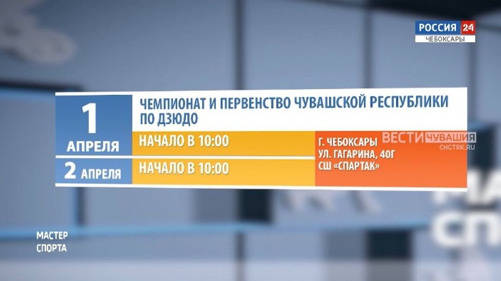 Афиша спортивных мероприятий в Чувашии на 1-2 апреля