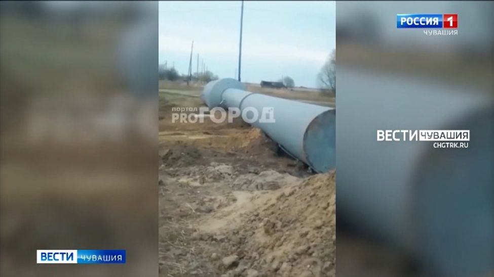 В  Красночетайском округе сильный ветер уронил водонапорную башню