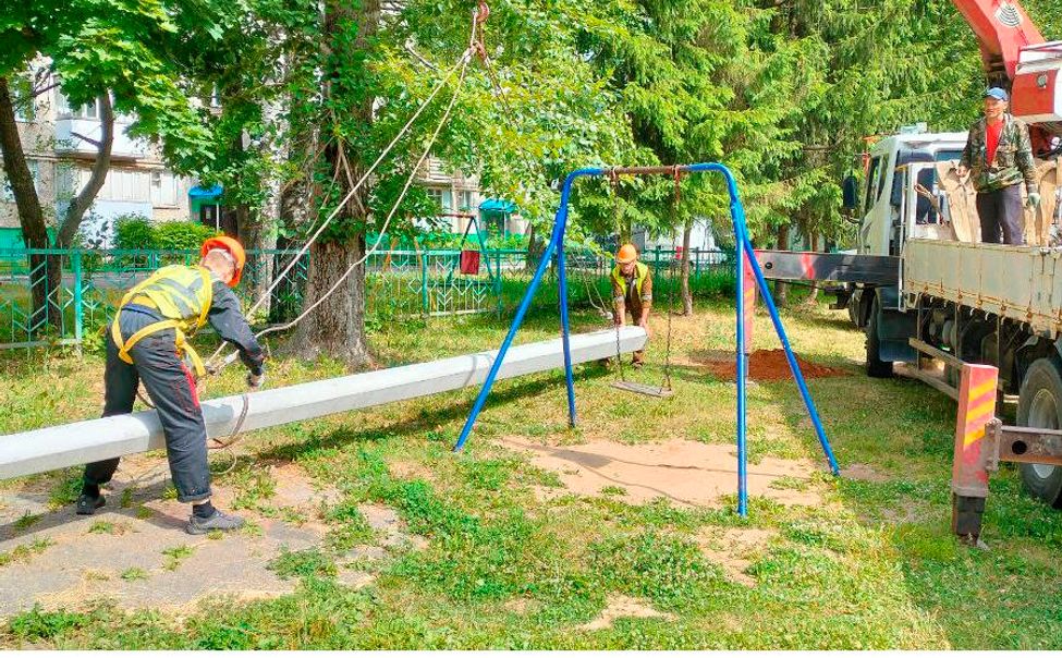 В Чебоксарах устанавливают опоры освещения