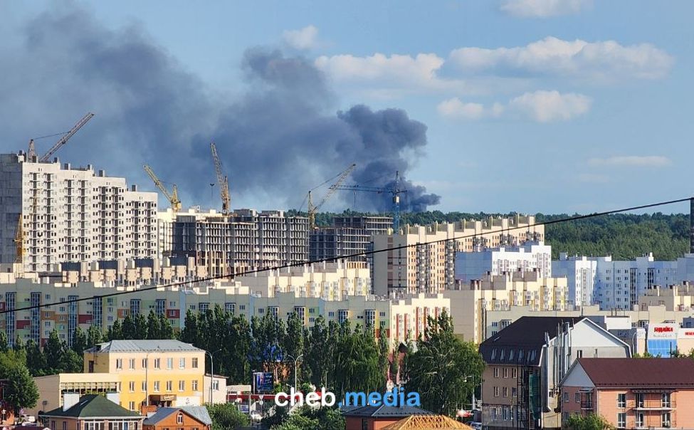 В Чувашии огнеборцы тушат крупный пожар
