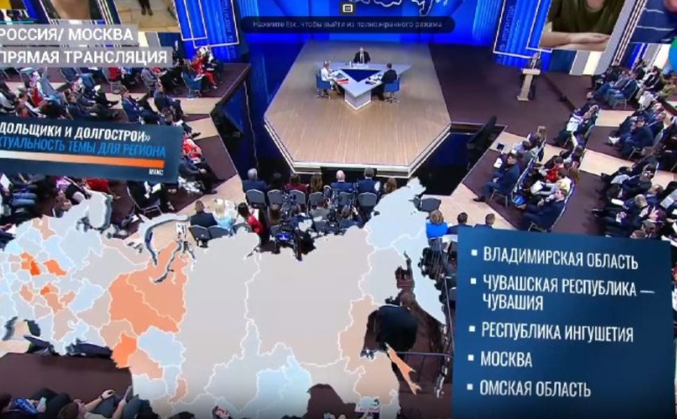 Итоги года с Владимиром Путиным: Чувашия на 2 месте по вопросам на тему «Дольщики и долгострои»