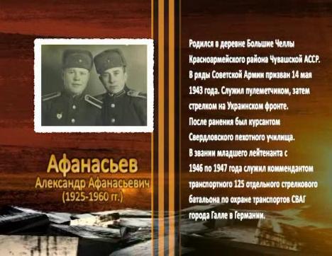  Победа живет в поколениях. Афанасьев Александр Афанасьевич