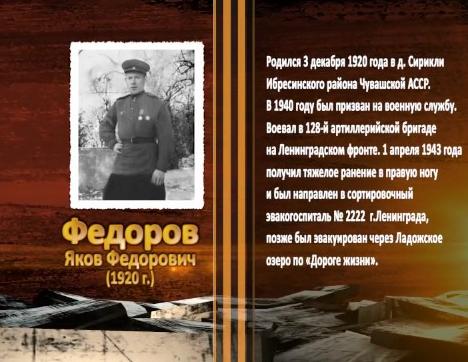 Победа живет в поколениях. Федоров Яков Федорович