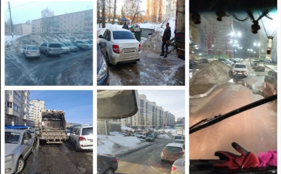 В Чебоксарах работе мусоровозов мешает хаотично припаркованный частный транспорт